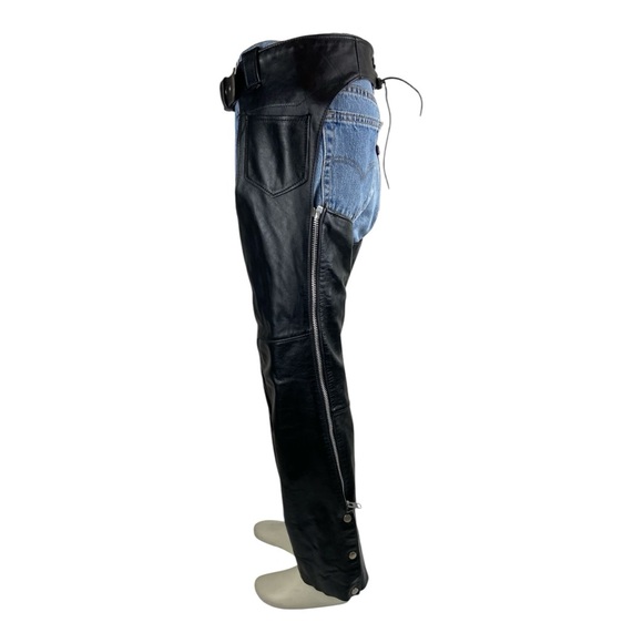 Steer Brand Women’s Blk Leather Motorcycle Biker Chaps Riding Pants - Picture 7 of 16